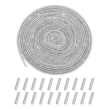 Imagem de Gallipower Cadarços para sapatos, cordão com capuz, cordão de glitter, corda de tubo de strass, corda de cristal brilhante para decoração de tênis faça você mesmo, suéter, moletom (prata)