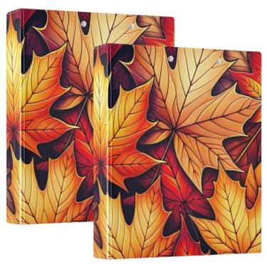 Imagem de Pasta de folhas de bordo de outono, 3 anéis redondos, organizador de fichário de 2,5 cm para tamanho carta (21,6 cm x 28 cm), pacote com 2