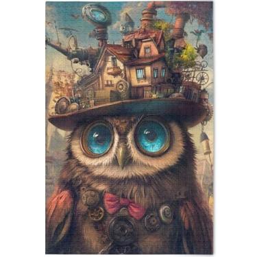 Imagem de Pintura de coruja peculiar quebra-cabeças personalizados de 1000 peças para adultos, presentes tecnológicos para amantes, quebra-cabeças duros para adultos, pintura de belas artes, 75 x 50 cm