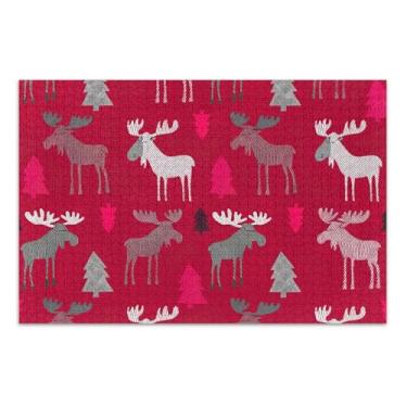 Imagem de Quebra-cabeça para adultos 1000 peças engraçadas animal flor arte personalizado exclusivo quebra-cabeça natal alce vermelho árvores jogo quebra-cabeça, presentes, 75 x 40 centímetros