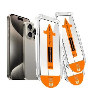 Imagem de Película protetora de tela com dureza 9H + para iPhone 15 Pro, proteção de grau militar (resistência a arranhões, estilhaçamento, queda) 15 Pro, vidro temperado, cobertura total, capa compatível com