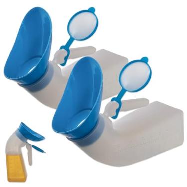 Imagem de Pacote com 2 mictórios femininos à prova de derramamento de 946 ml - Mictório portátil à prova de vazamento para mulheres, funil de urina de viagem resistente para acampamento, viagem de carro e