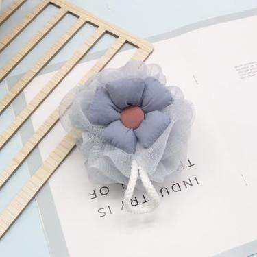 Imagem de 【6 cores para escolher】 Flor de banho macia, super macia e amiga da pele, esfregão de banho de espuma densa, incluindo amarelo, roxo, bege, café, cinza e laranja (cinza)