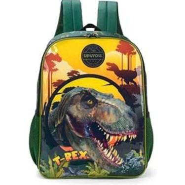 Imagem de Mochila para Meninos de Costas Dinossauro Trex Resistente Reforçada Bolsos pra Garrafinhas - Raptor Dino - Luxcel