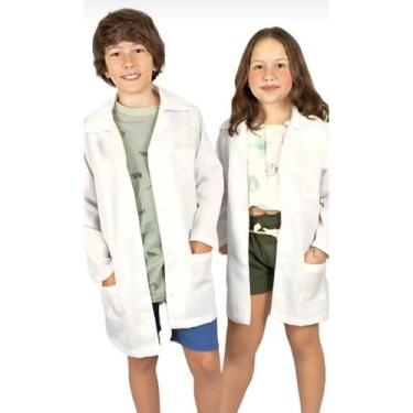 Imagem de Jaleco Branco Infantil Laboratório Escolar Manga Longa Unissex - Rosew