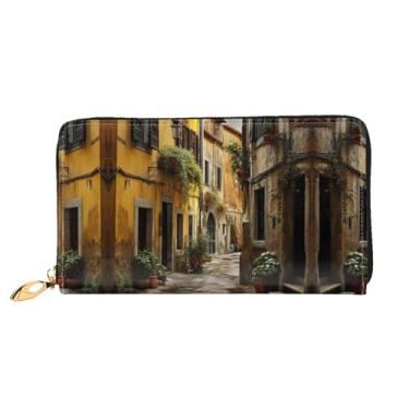 Imagem de XLLingL Carteiras de cartão de crédito impressas, bolsas longas de couro femininas, carteiras com zíper, carteira de viagem simples