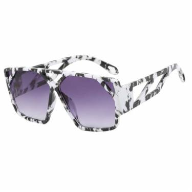 Imagem de Óculos de Sol Masculinos Oversized com Hastes Vazadas e Degradê UV400 para Esportes ao Ar Livre, Corrida e Ciclismo, Cor Cinza Floral