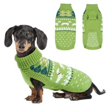 Imagem de Lelepet Suéter Dachshund, suéter de gola rolê para cães pequenos, casaco quente de malha para animais de estimação, roupas de dachshund para clima frio, roupa aconchegante de outono/inverno (XP-GG)