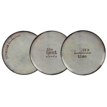 Imagem de Jogo 12 Pratos Rasos Porcelana 28cm Churrasco Rustic 28cm Sortido Mesa