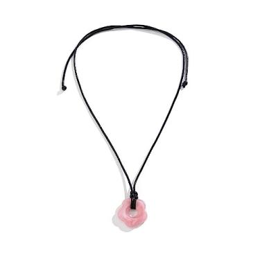 Imagem de Colar boêmio com pingente de flor para meninas com pingente simples de cera, corrente de clavícula, corrente de suéter, Style2, Liga de aço, Sem Pedra Preciosa