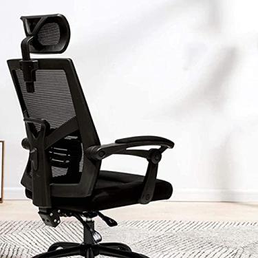 Imagem de Cadeira de escritório cadeira de malha ergonômica com suporte lombar e encosto de cabeça ajustável cadeira executiva de mesa executiva com encosto alto - preta 173 x 86 x 152 cm