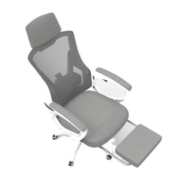 Imagem de Cadeira de escritório inclinável.Para trabalho,aprendizagem e descanso.Deite-se a 135°.Cadeira de escritório ergonômica. (Cinza + Branco-pés)