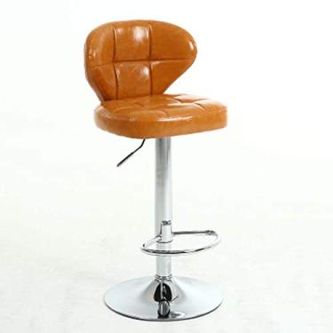 Imagem de Banqueta de bar alta de couro ajustável giratória, banquetas modernas de poliuretano para cozinha, bancada, 38,5 cm, várias cores opcionais (laranja)