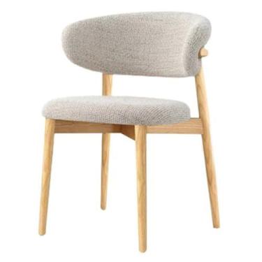 Imagem de Cadeiras de jantar, cadeira de lazer única moderna cadeiras laterais sem braços confortáveis com pernas de madeira cadeira de tecido estofado para sala de estar restaurante vaidade (cor: bege-B)