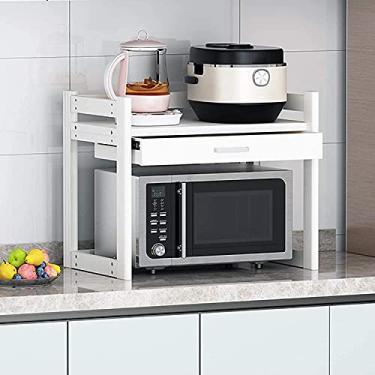 Imagem de U5GAAALPPQ9 Suporte multifuncional para bancada e forno de microondas, prateleira ajustável, prateleira de armazenamento de micro-ondas, suporte extensível (branco A)