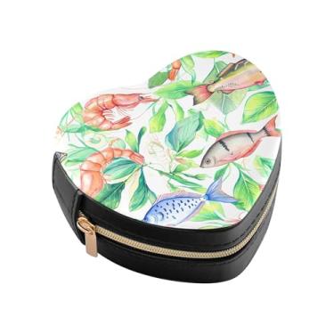 Imagem de Burbuja Mini caixa de joias em forma de coração de plantas de peixe para mulheres e meninas, estojo portátil organizador de armazenamento para brincos, anéis, colares e pulseiras