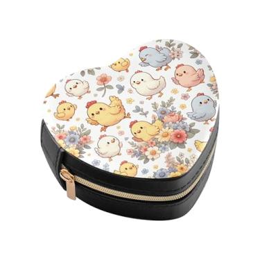 Imagem de Burbuja Mini caixa de joias em forma de coração para mulheres e meninas, estojo portátil organizador de armazenamento para brincos, anéis, colares e pulseiras