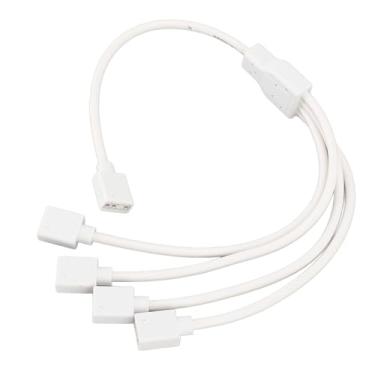 Imagem de ASHATA Cabo Divisor ARGB, Cabo de Extensão Divisor RGB Endereçável de 1 a 4 5V 3 Pinos Com Conectores Macho para Cooler de CPU de Chassi de Computador e Ventiladores ARGB de 5V (Branca)