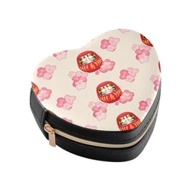 Imagem de Burbuja Linda caixa de joias em forma de coração para mulheres e meninas, estojo portátil organizador de armazenamento para brincos, anéis, colares e pulseiras