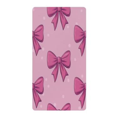 Imagem de Blueangle Lençol de berço padrão para berço infantil - Lençóis de algodão macio e respirável com laços rosa fofos (597)