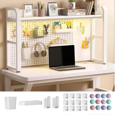 Imagem de Estante para armazenamento de mesa, placa multicamadas com furos, estrutura de aço e material de placa de madeira maciça são estáveis e com suporte de carga para dormitório, casa, escola, escritório