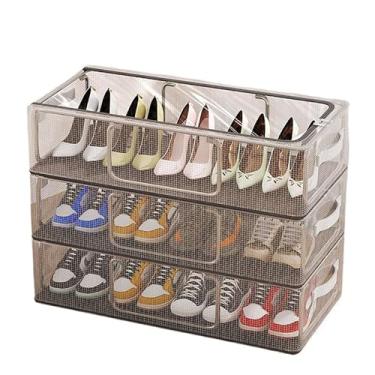 Imagem de Caixas Organizadoras Para Tênis e Sapatos Multiuso Empilhável com Tampa Flip Transparente - Organizador Econômico Espaço, Caixa Empilhável para Organização de Calçados(3PC,60x30x15cm)