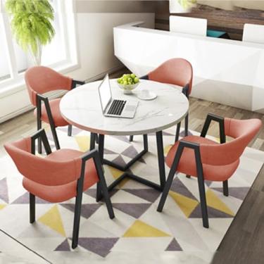 Imagem de Conjunto de mesa e cadeira de clube de recepção de escritório, mesa de negociação, mesa de centro com cadeira, pequenas mesas de conferência, conjunto de mesa de jantar para 4 (cor: 15, tamanho: 31,4