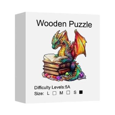 Imagem de Quebra-Cabeça De Madeira Para Adultos Livro Mágico Dragão Formato Únic