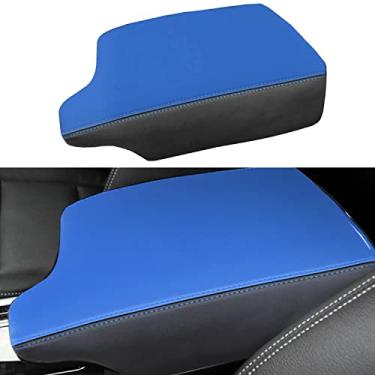 Imagem de BoxCheer Capa de apoio de braço para Honda Accord Sport EX LX Touring 2013-2017 Protetor de console central de couro PU à prova d'água apoio de braço tapete de caixa acessórios interiores (couro preto + couro azul)