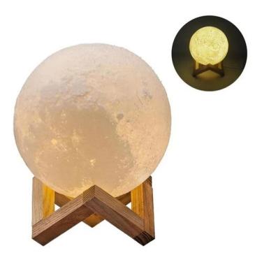 Imagem de Luminaria 3d Touch LUA Cheia Abajur Led Usb 3 Cores LUA