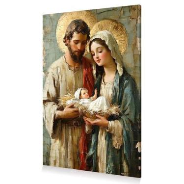 Imagem de Quadro Renascentista Religioso Sagrada Família Canvas 60x40 - DC Expre