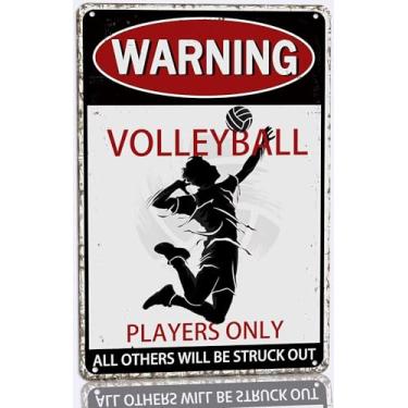 Imagem de KanaAt Placa De Lata Metal Com Pôster Vôlei Vintage - Presentes Para Decoração Parede Quarto Meninos Aviso: Somente Jogadores, Todos Os Outros Serão Eliminados 8X12"