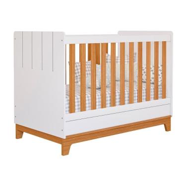 Imagem de Berço Mini Cama Biscoito Com Regulagem De Altura E Pés Fixo Branco Acetinado/nature