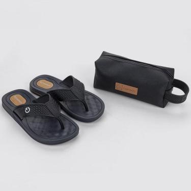 Imagem de Chinelo Masc Cartago com Necessaire Texas /Preto 12213-Masculino