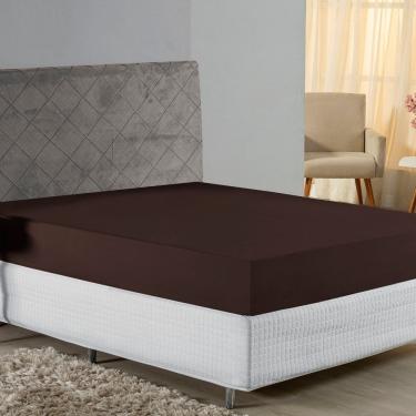 Imagem de Lençol Com Elástico King Nobre 1 Peça 30cm De Altura Malha 100% Algodão - Marrom