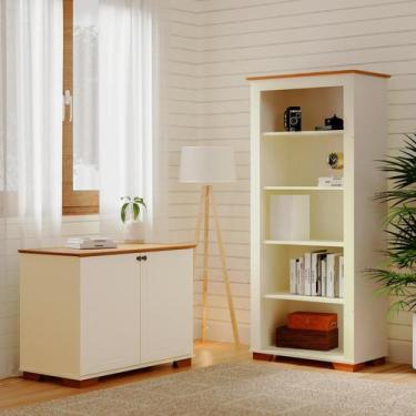 Imagem de Conjunto Home Office 1 Armário 2 Portas 1 Estante para Livros Ananda C