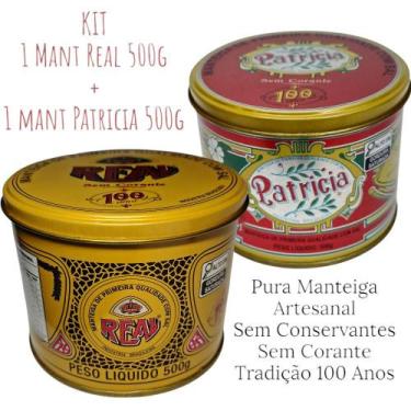 Imagem de KIT 2 Manteigas REAL + PATRICIA Latas 500g - S/Conservantes - Com Sal 
