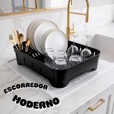 Imagem de Escorredor De Louça Compacto Plástico Pratos Copo E Talheres Cor:Verme