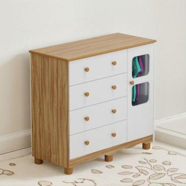 Imagem de Cômoda Infantil Uli Peroba Em 100 Mdf Branco Com Amêndoa Amêndoa 1 Por