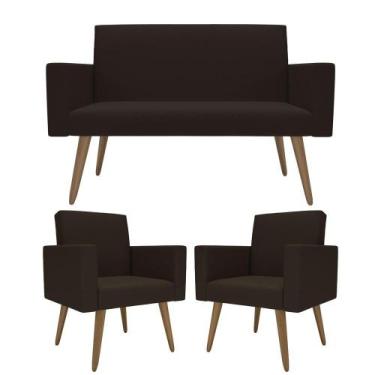 Imagem de Kit Sófa 2 Lugares E 2 Poltronas Para Sala De Estar Recepção - Móveis 