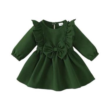 Imagem de Conjunto De Vestido Com Laço E Borda Com Babados, Manga Longa, Para Be