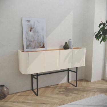 Imagem de Aparador De Sala Estilo Industrial Com Bordas Curvas Off White
