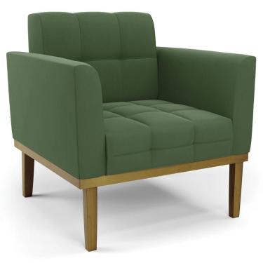 Imagem de Poltrona Decorativa Ana Suede Verde Base Madeira Braços com Encosto Ibiza