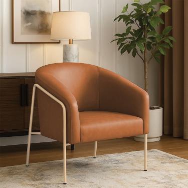 Imagem de Poltrona Stella Sala Industrial Sintético Pu Marrom D'Rossi