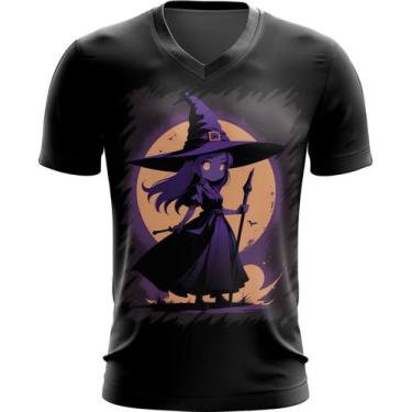 Imagem de Camiseta Gola V Bruxa Halloween Púrpura Festa 9 - Kasubeck Store, Baby