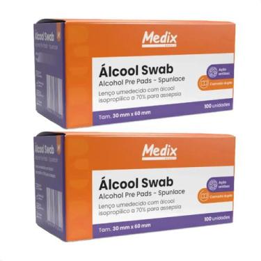 Imagem de Kit 200 Unid Alcool Swab Assepsia Medix Ação Antibacteriana