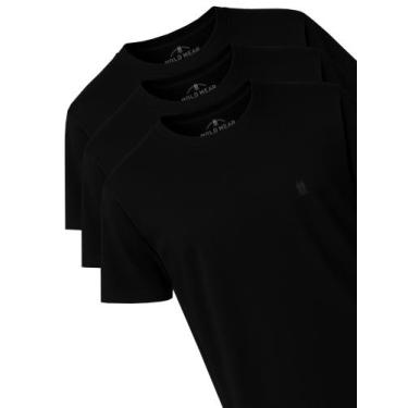 Imagem de Kit 3 Camisetas Masculina Algodão Gola Careca Básica Polo Wear Preto, 