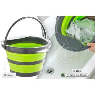 Imagem de Balde Dobrável Multiuso Redondo 4 Litros em Plástico e TPR com Alça Re