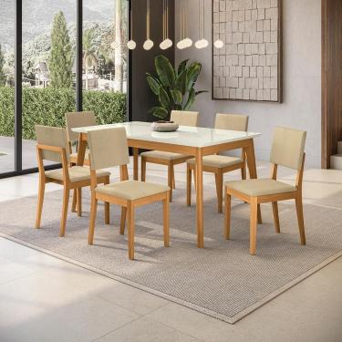 Imagem de Conjunto Sala De Jantar Nara Kappesberg Em Madeira Maciça Com 6 Cadeiras