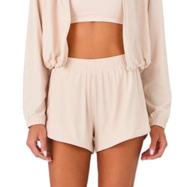 Imagem de Shorts Alto Giro 2 Em 1 Piquet Feminino, Bege, M